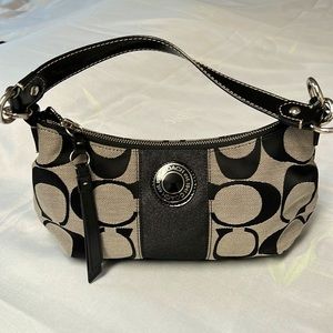 Coach small signature fabric and leather handbag